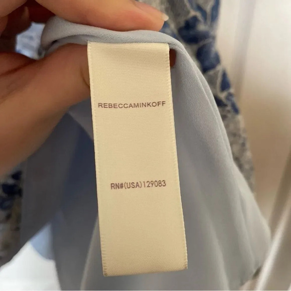 REBECCA MINKOFF Dena Blue Lace Ruffle Shoulder Dress Size Medium - Picture 7 of 8